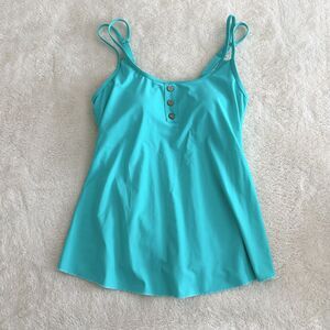 Yonique Tankini Top Size Small Teal Adjustable Straps A-Line Modest Swimwear